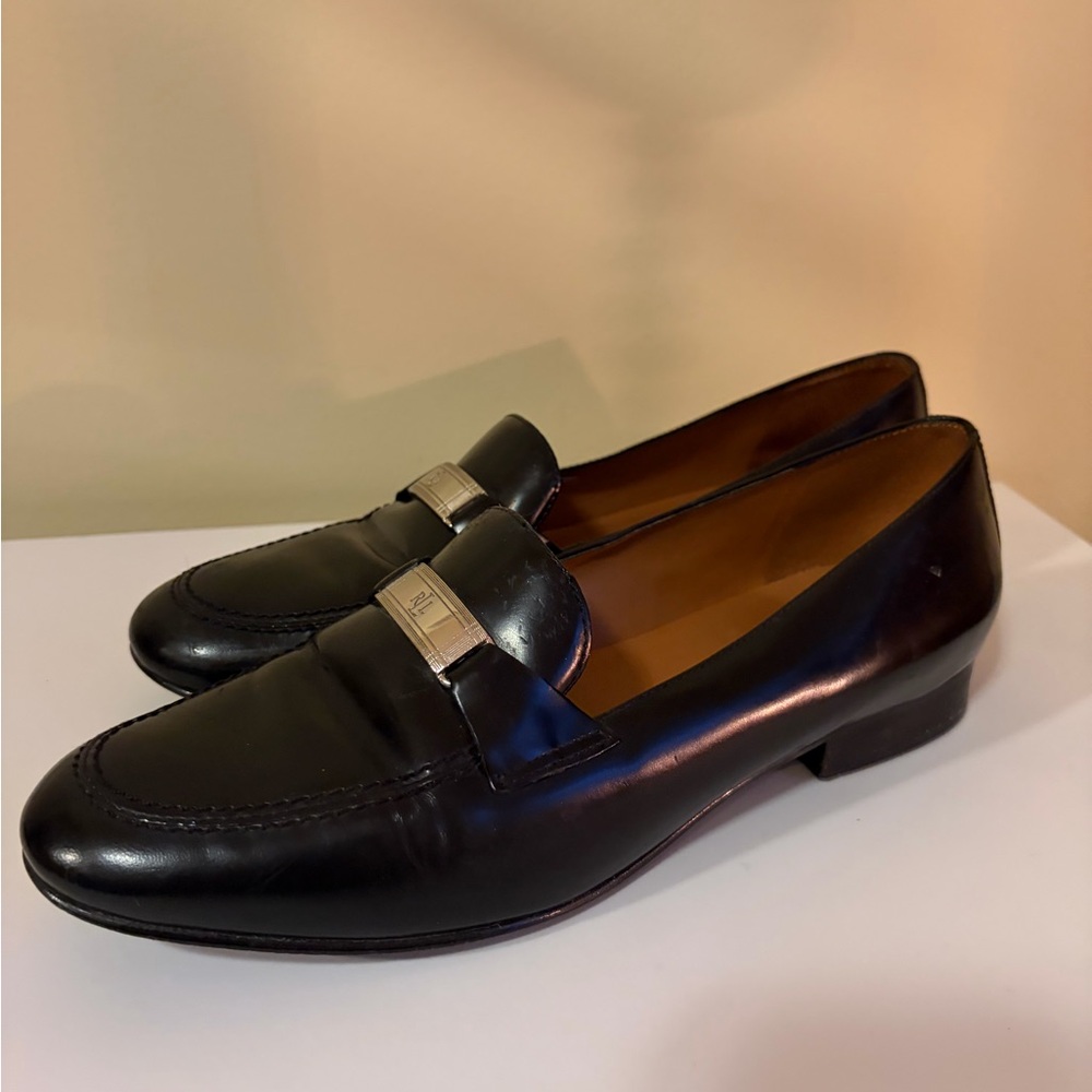 Ralph Lauren Black Leather Slip-On Loafers